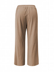  Wide Leg Loose Trousers Elastic Waist Casual Pants