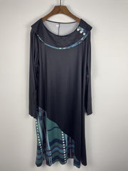  Plaid Print Long Sleeve Layered Dress