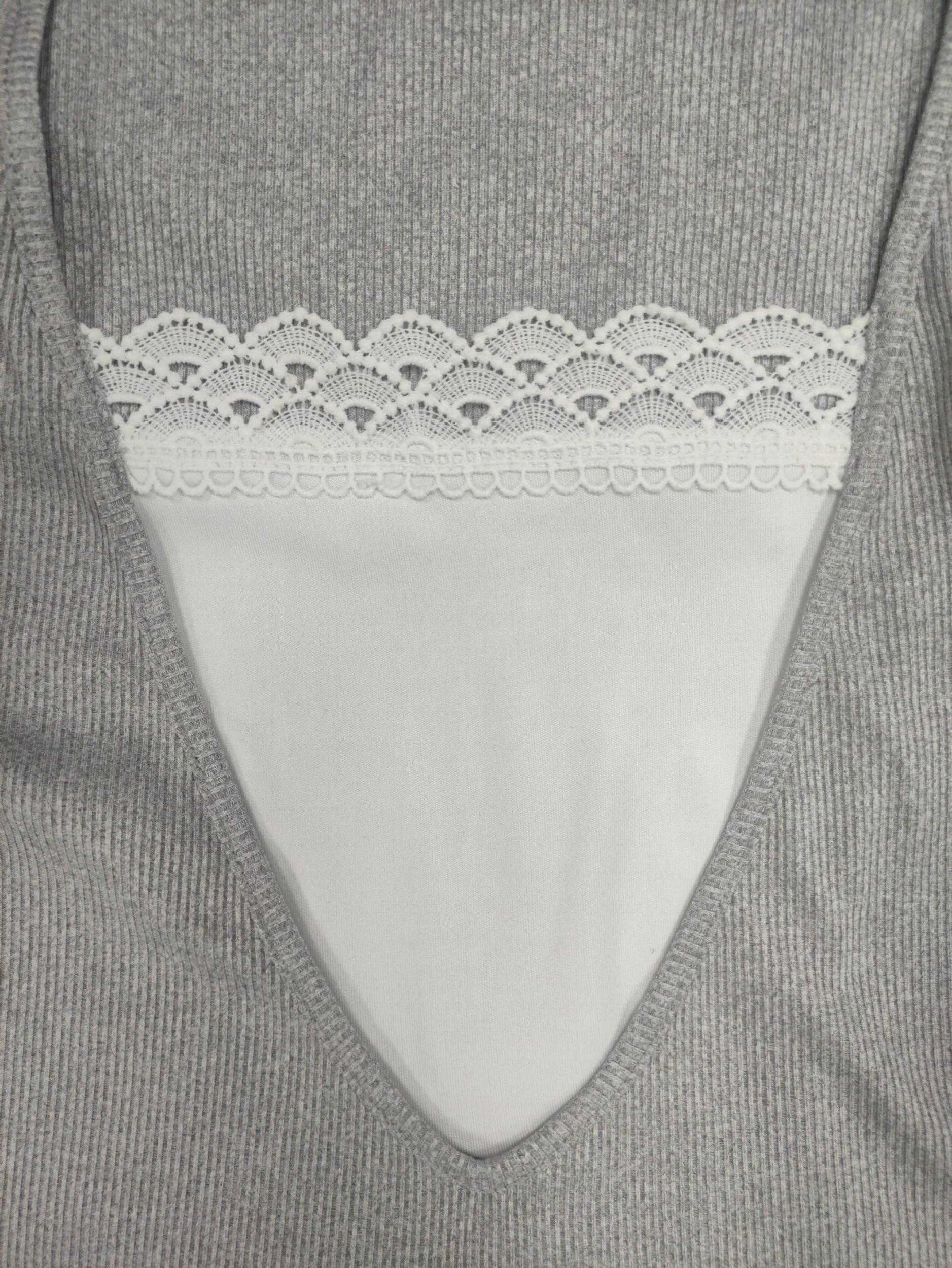  Lace Trim Button Decor Short Sleeve Dress