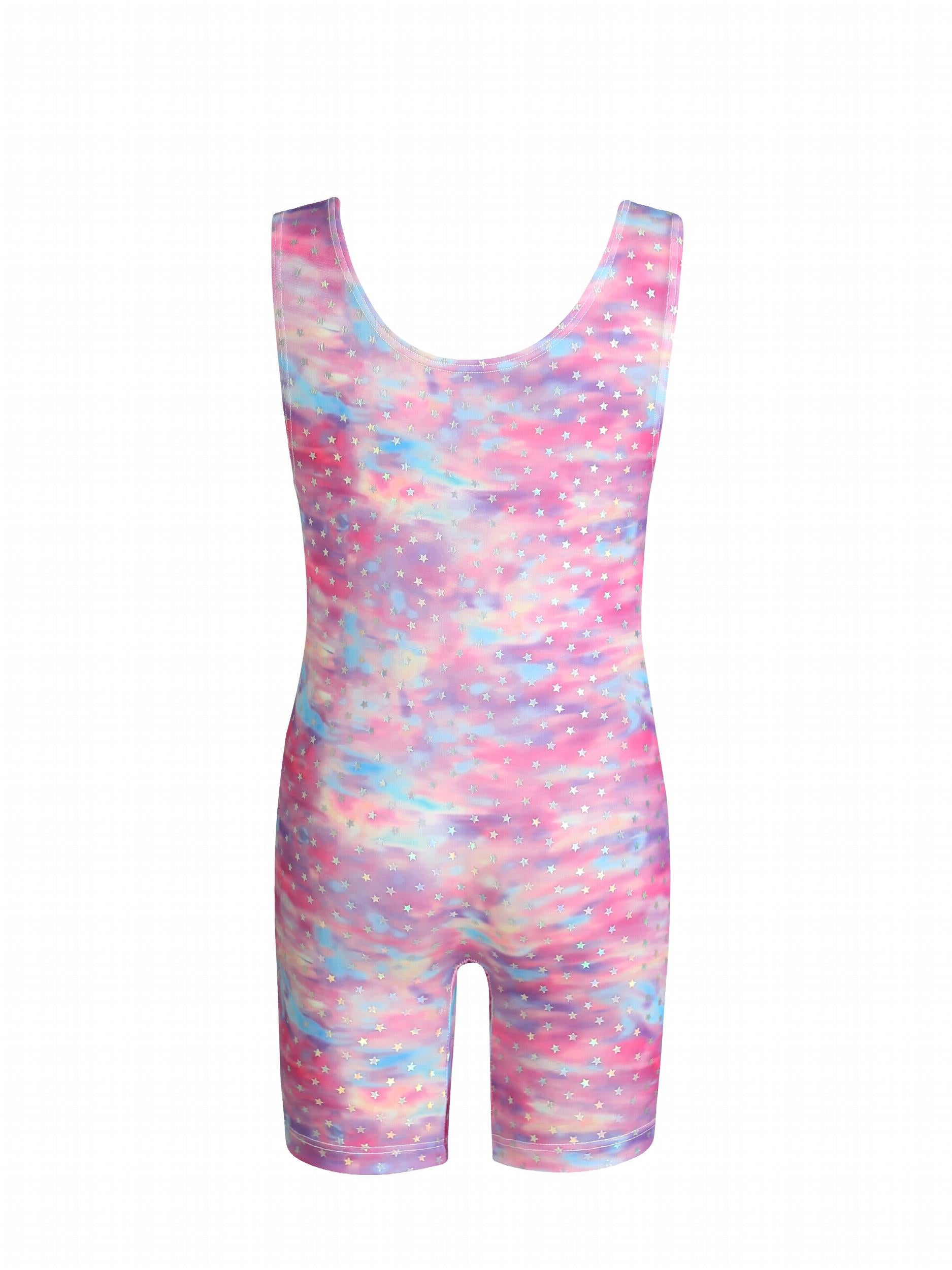 3pcs Girls Rainbow Stripped 1 piece Gymnastics Romper Set