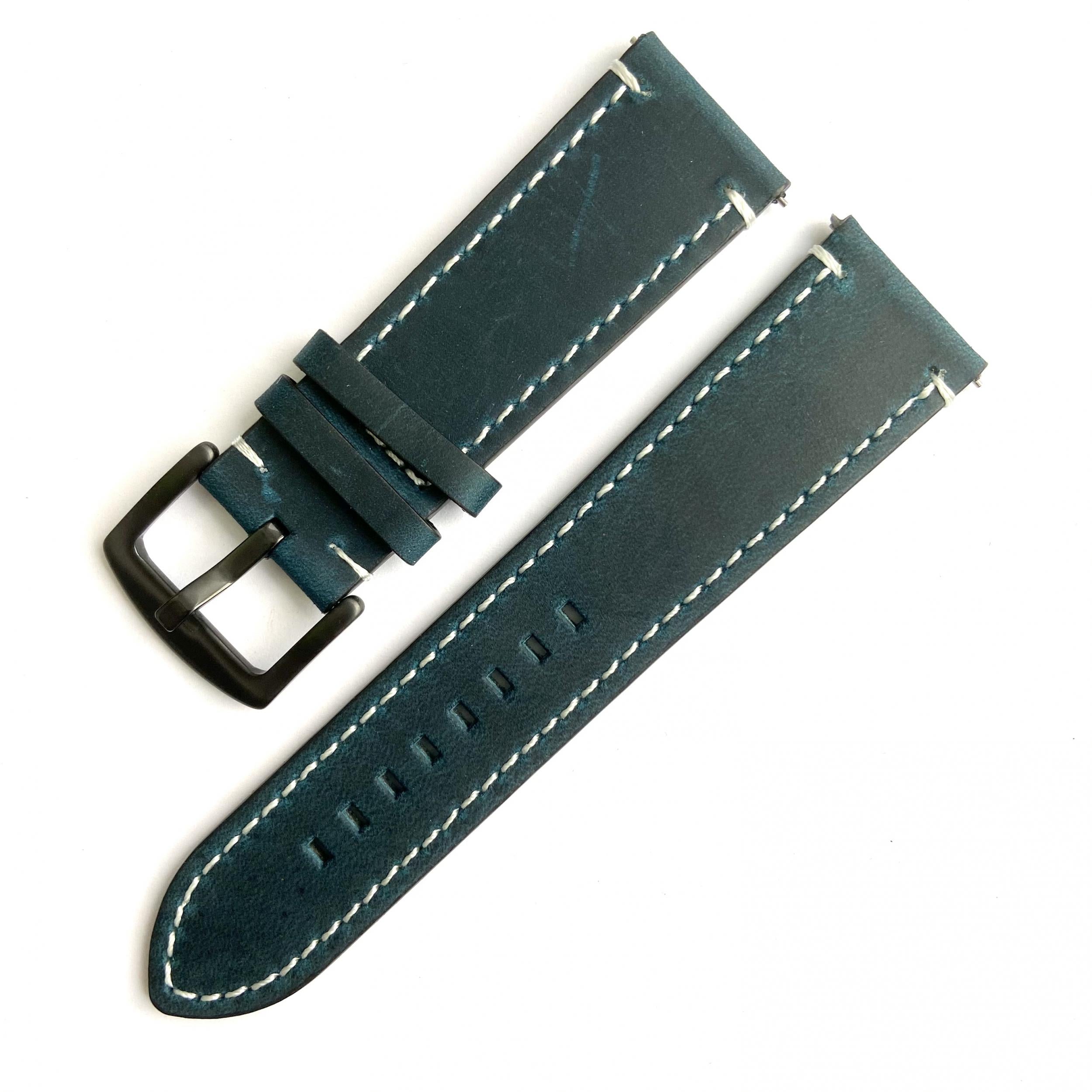 Crazy Horse Leather Watch Strap Quick Release Retro Italian Cowhide 20 22 24mm