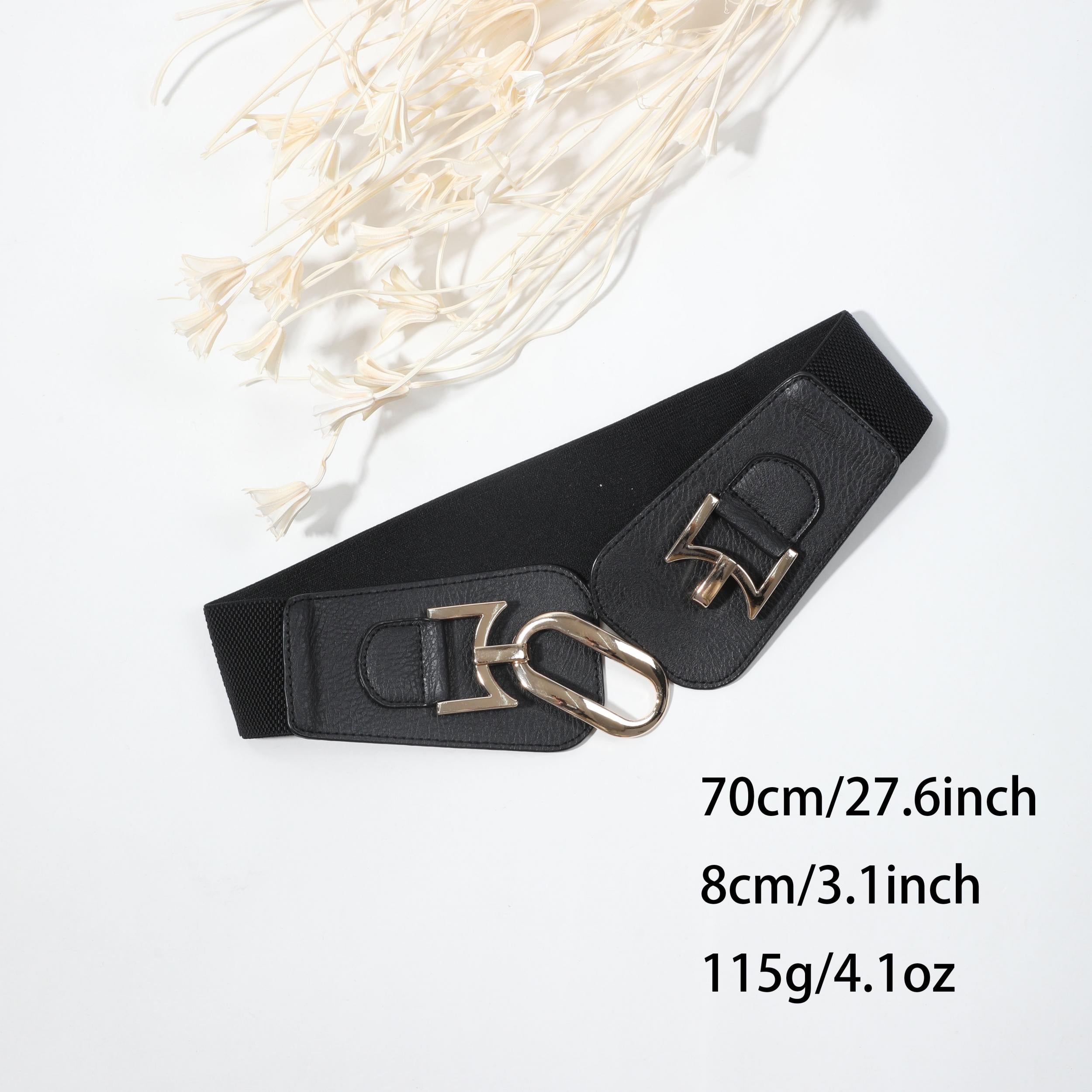 Litchi Pattern Wide Belt Elastic Waistband Dress Coat Girdle