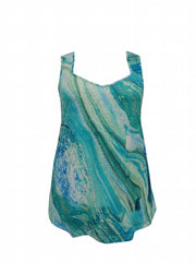  Marble Print Sweetheart Neck Tank Top