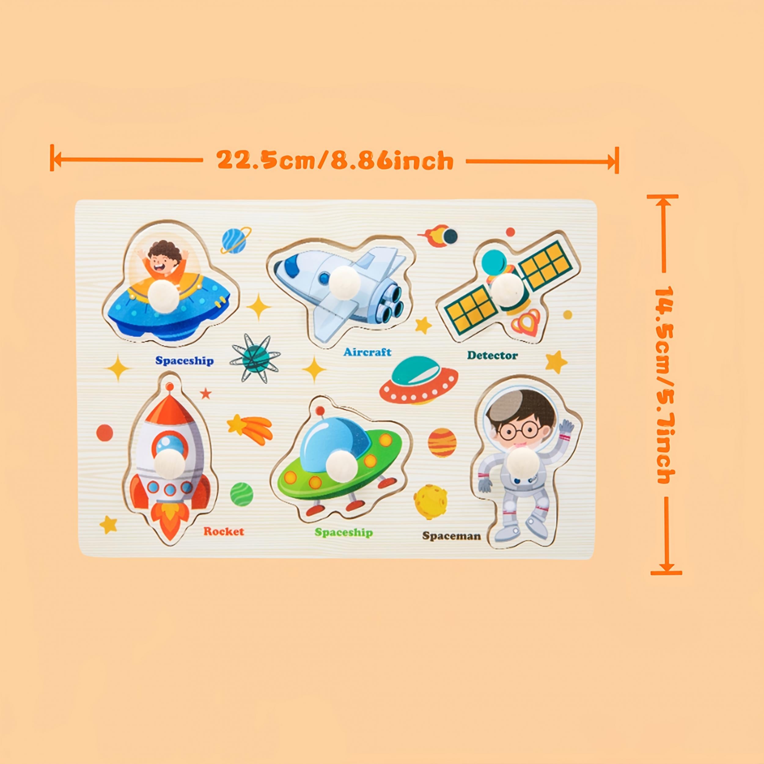 3pcs Wooden Peg Puzzles for Kids Alphabet Numbers Learning Sets Durable Wood