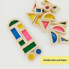 Rainbow Wooden Building Blocks Educational Puzzle Toy for Youngsters