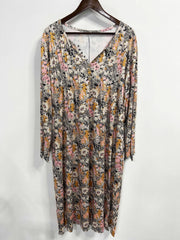  Floral Print Button Up Maxi Dress