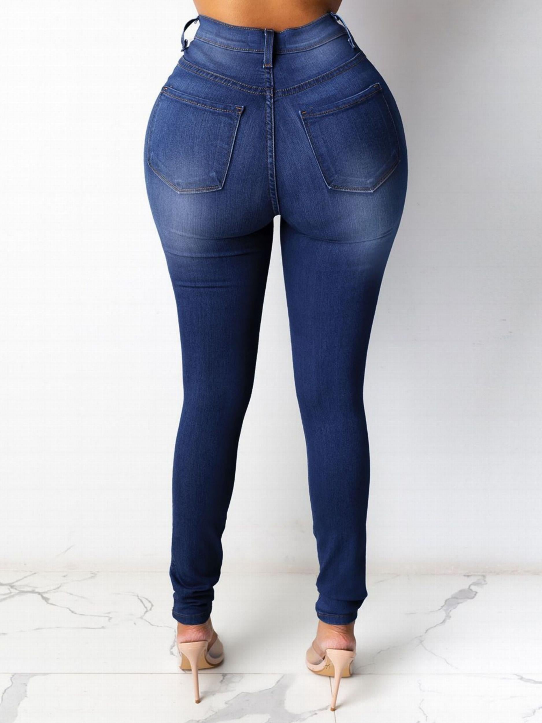  Skinny Jeans Button Fly High Rise Stretch