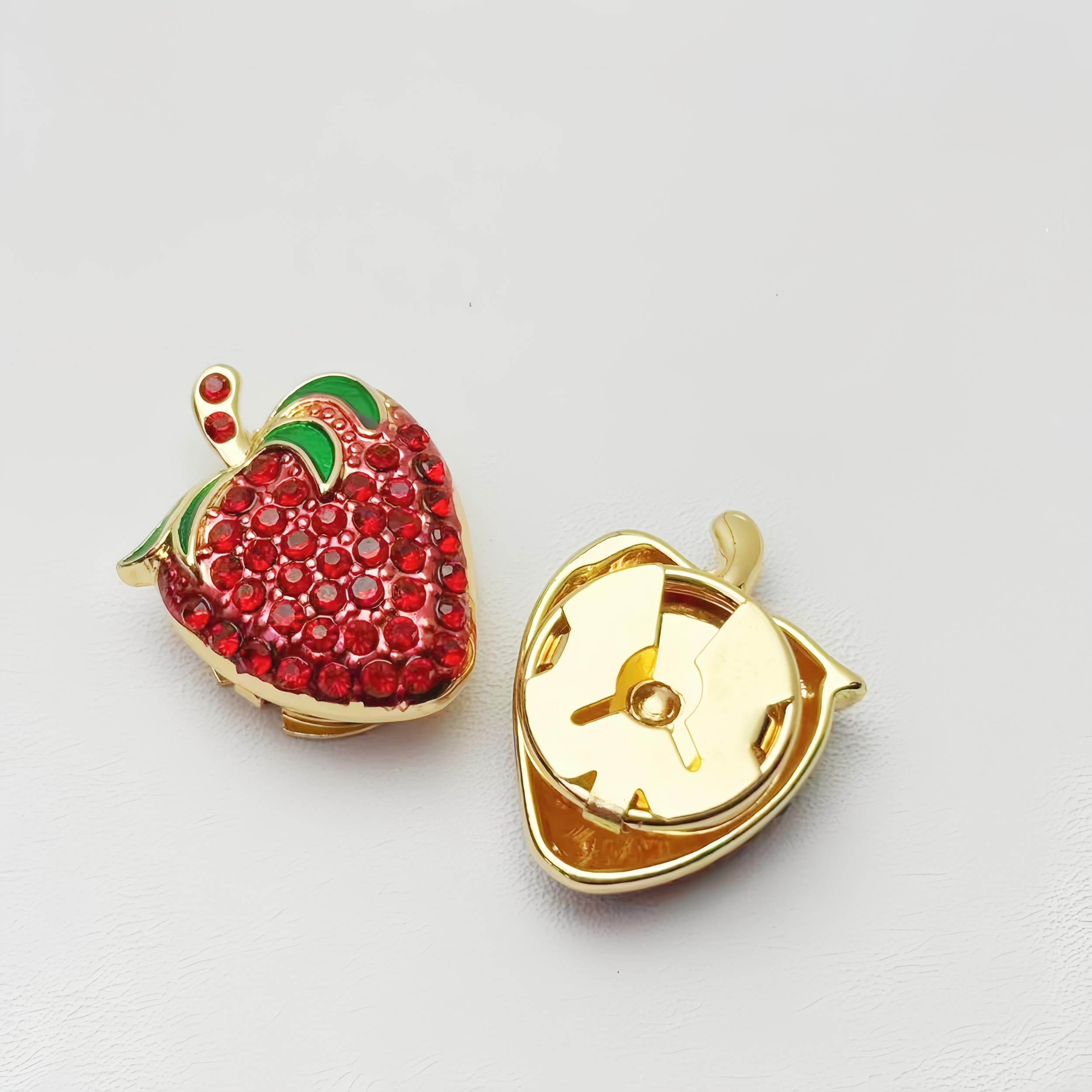 2pcs Strawberry Rhinestone Button Cover for Shirt Decoration