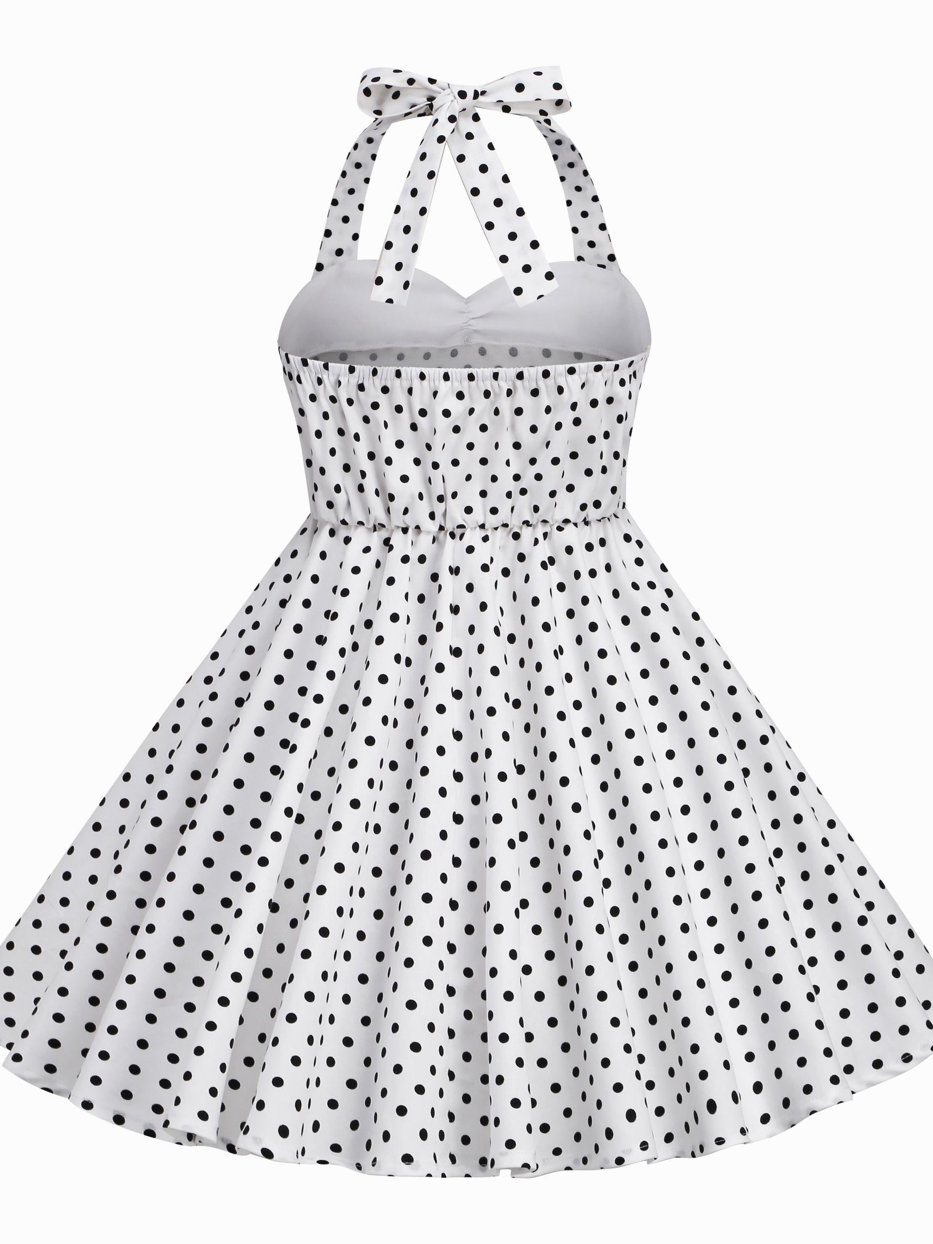 Girls Polka Dots Halter Neck Princess Dress for Party