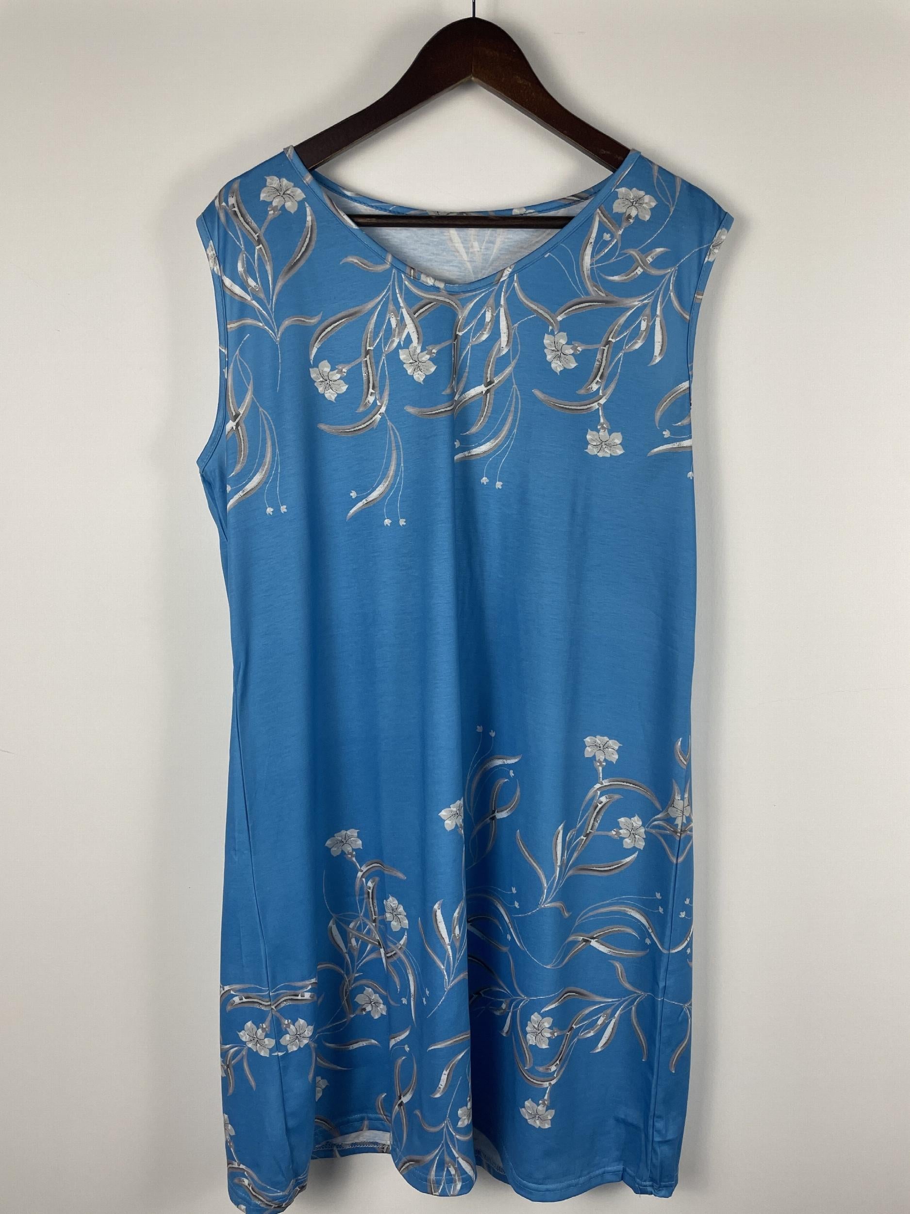  Floral Print V Neck Tank Dress