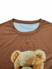 Bear Pattern Print Men's Short Sleeve T-shirt Graphic Tee Men's Summer Clothes