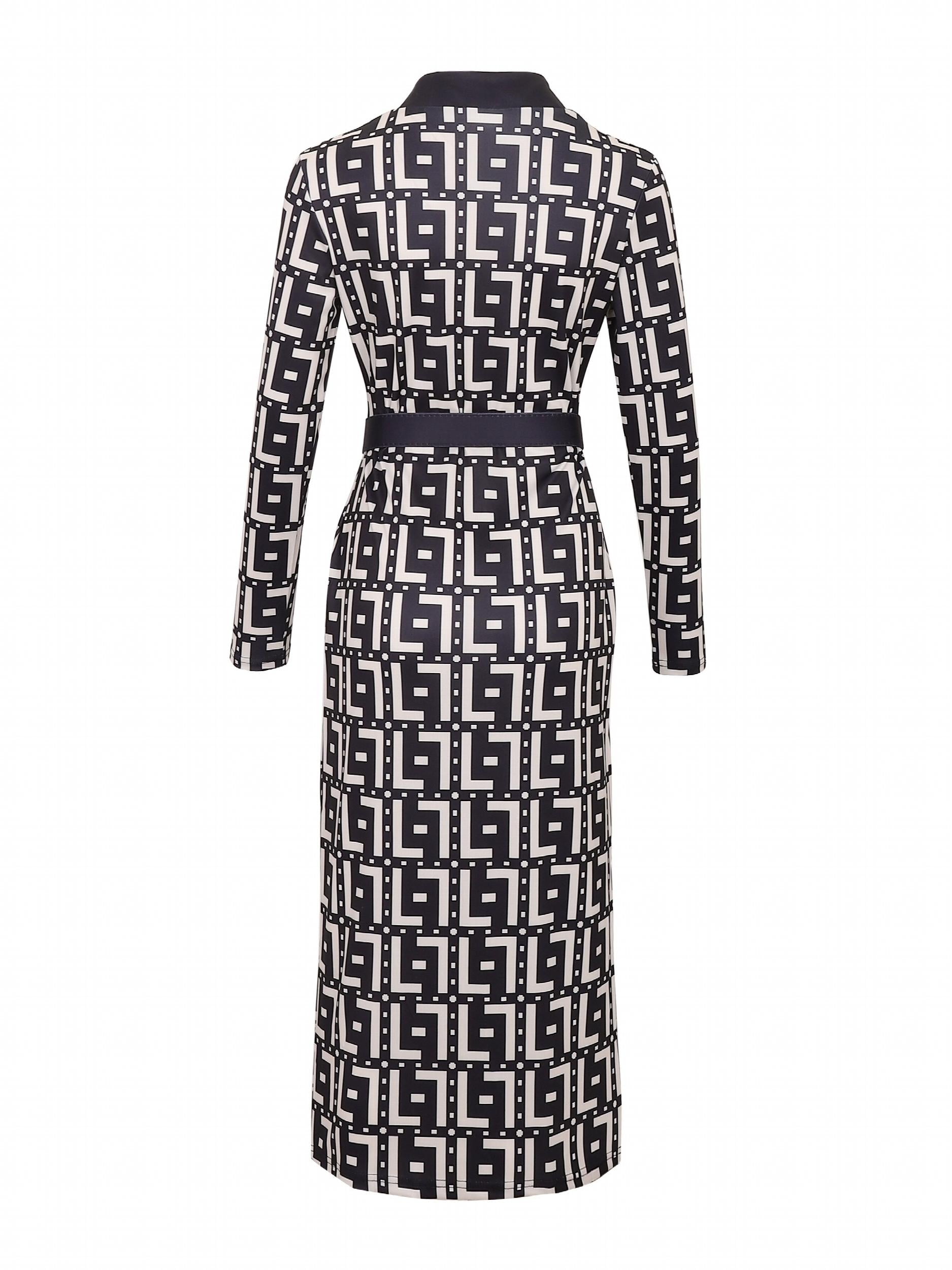 Plaid V-Neck Long Sleeve Dress for Spring & Fall