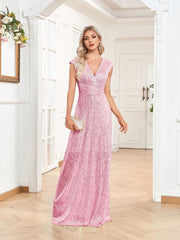 Sequined V Neck Maxi Dress for Cocktail Party