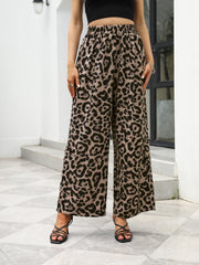 Leopard Print High Waist Wide Leg Pants