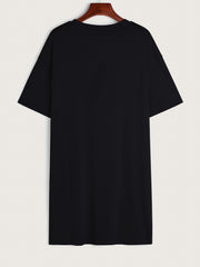  Women's Tee Dress Mountain & Slogan Print Short Sleeve Round Neck