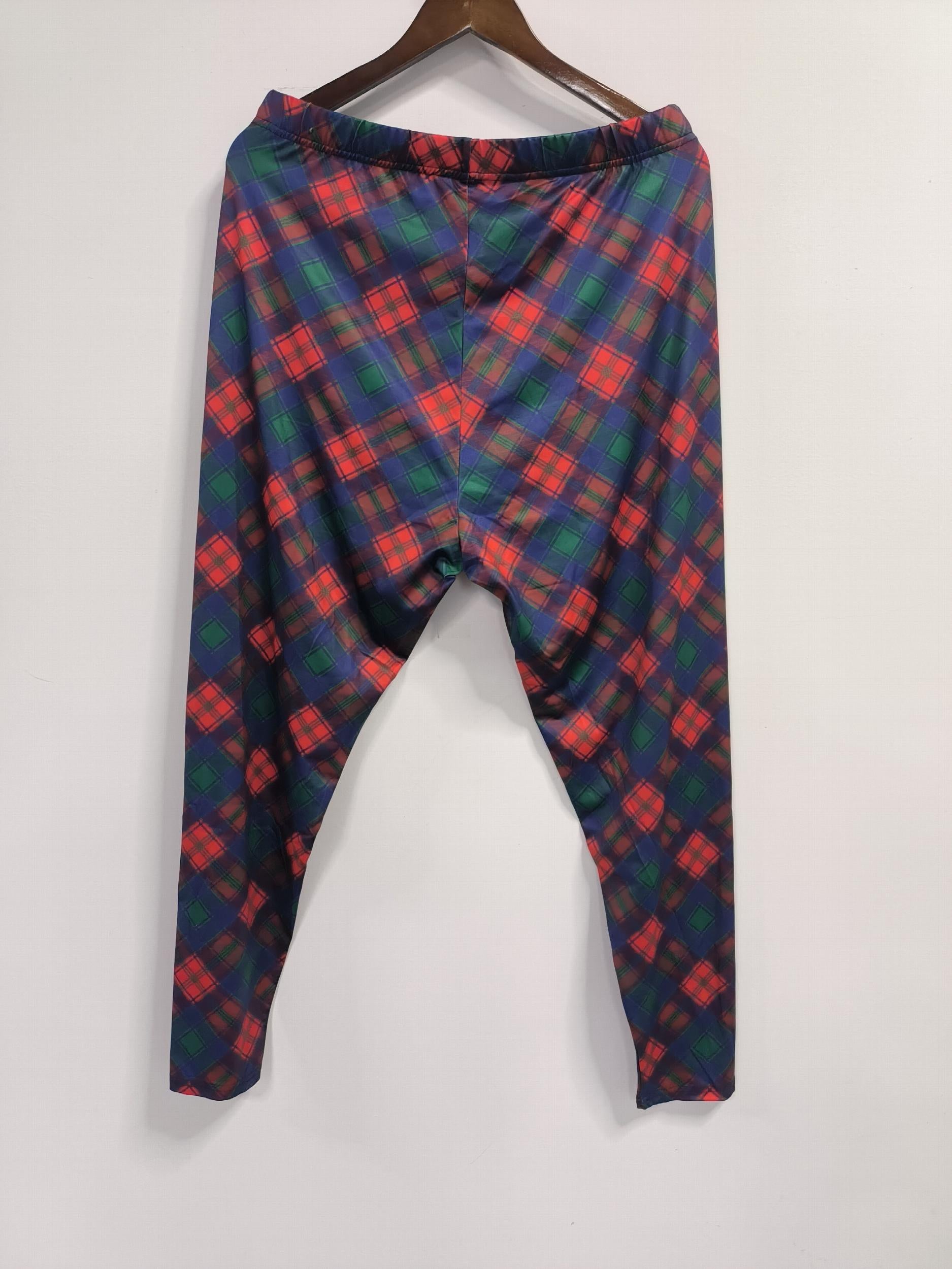  Plaid Print High Rise Stretch Leggings