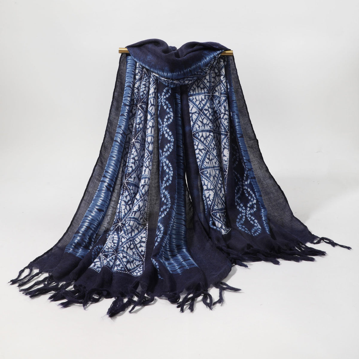 Boho Print Scarf Vintage Geometric Tassel Shawl