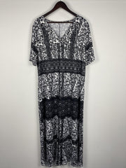  Colorblock Paisley Print V-Neck Dress With Pockets