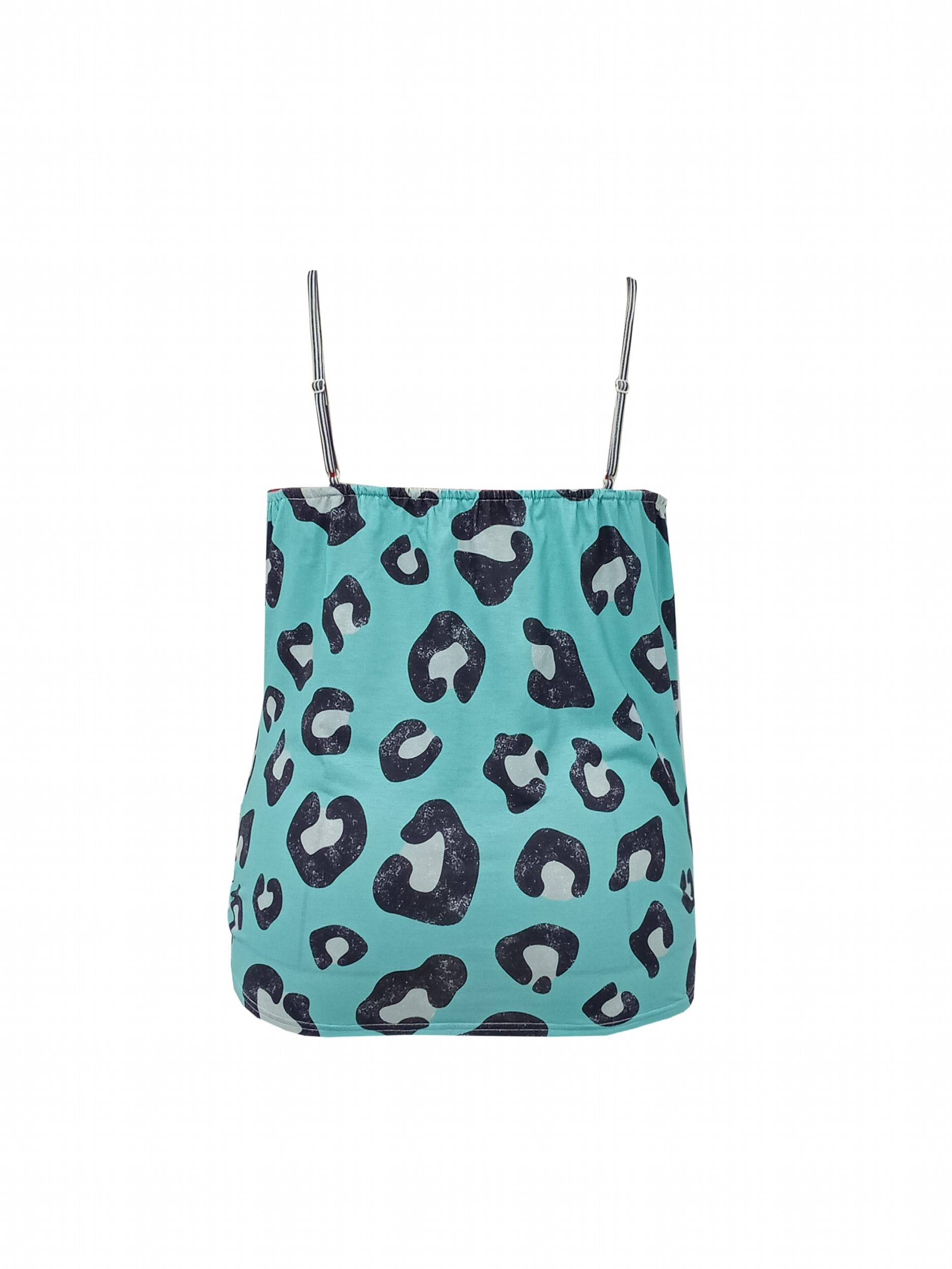  Leopard & Stripe Print V Neck Cami Top