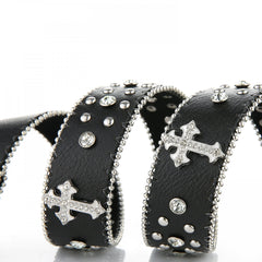 Vintage Western Rivet PU Leather Belt with Carved Buckle