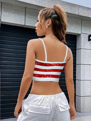American Flag Print Crop Cami Top Women's Clothing
