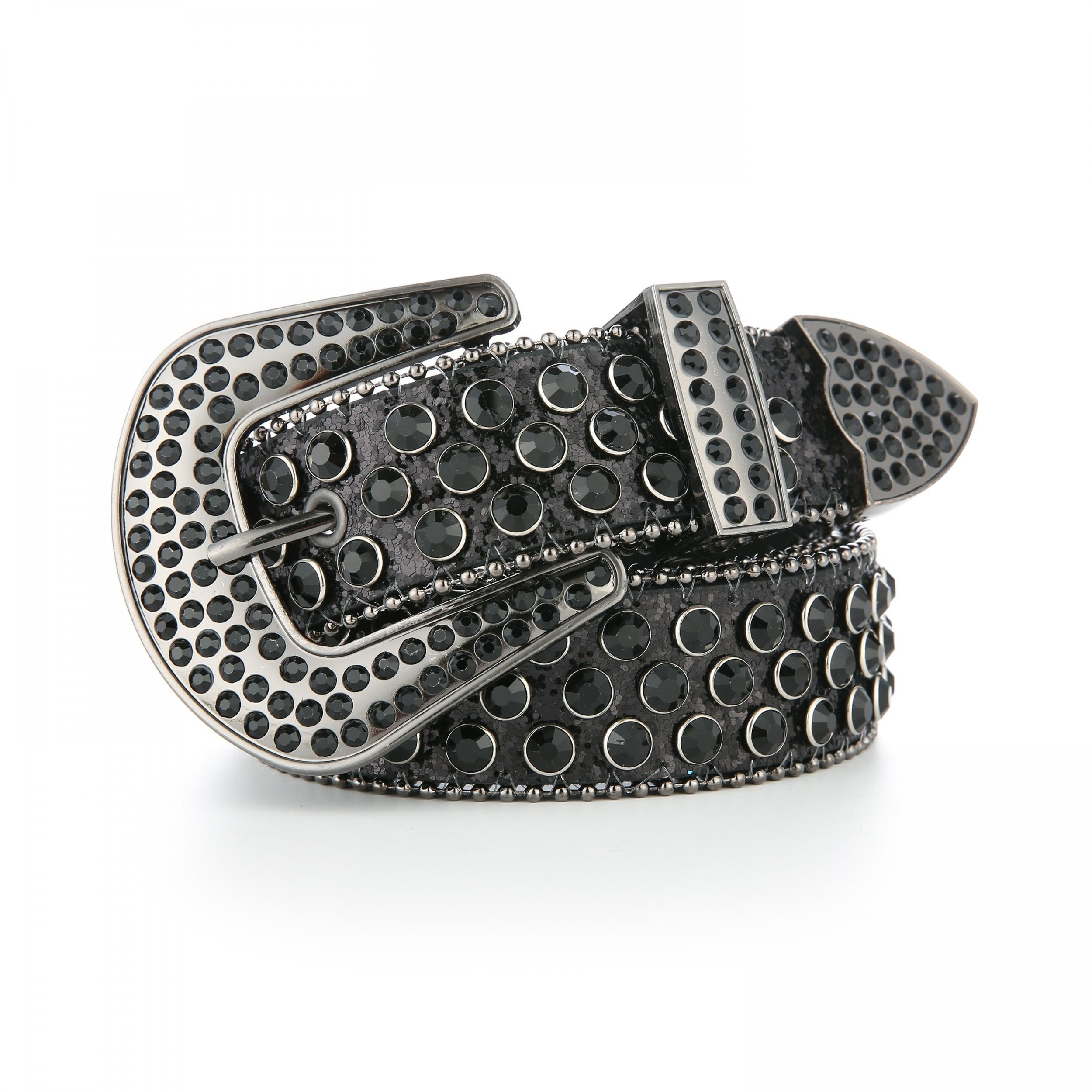 Y2K Rhinestone Glitter Belt Hip Hop Sparkly PU Leather Belt