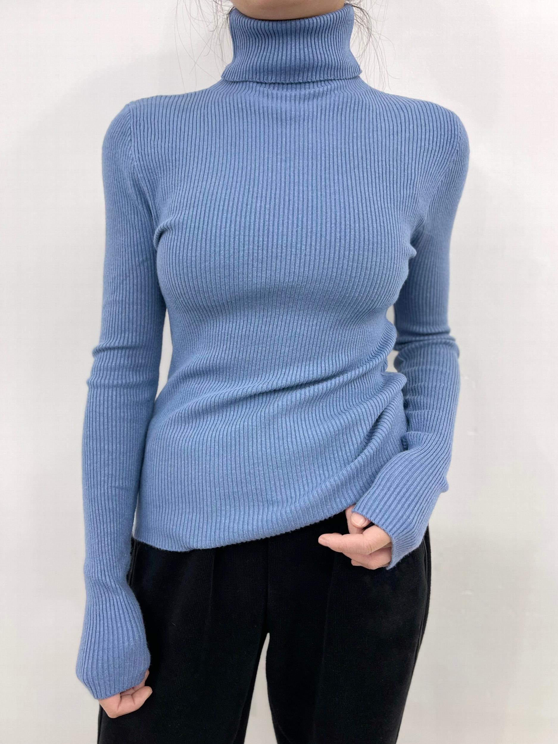 Women's Turtleneck Ribbed Sweater Slim Pullover Knit Top