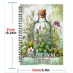 Vintage Apothecary Herbal Notebook Spiral Bound Green Cover