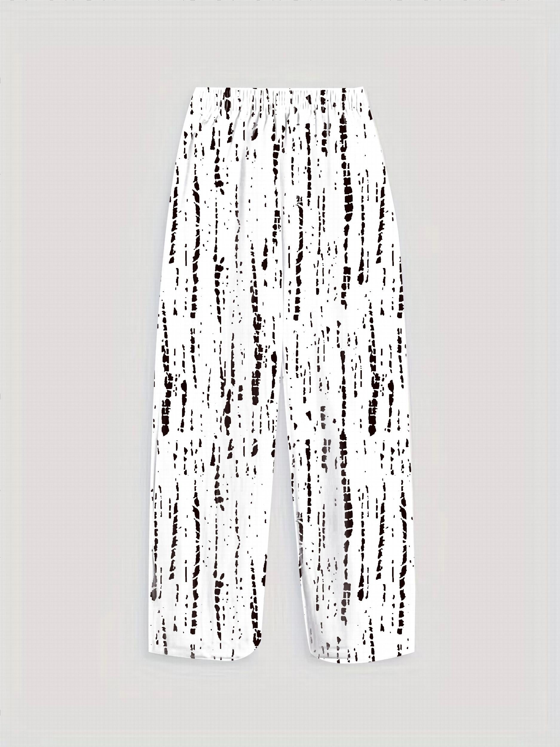 Graphic Print Dual Pockets Loose Pants Casual Comfy Pants Women