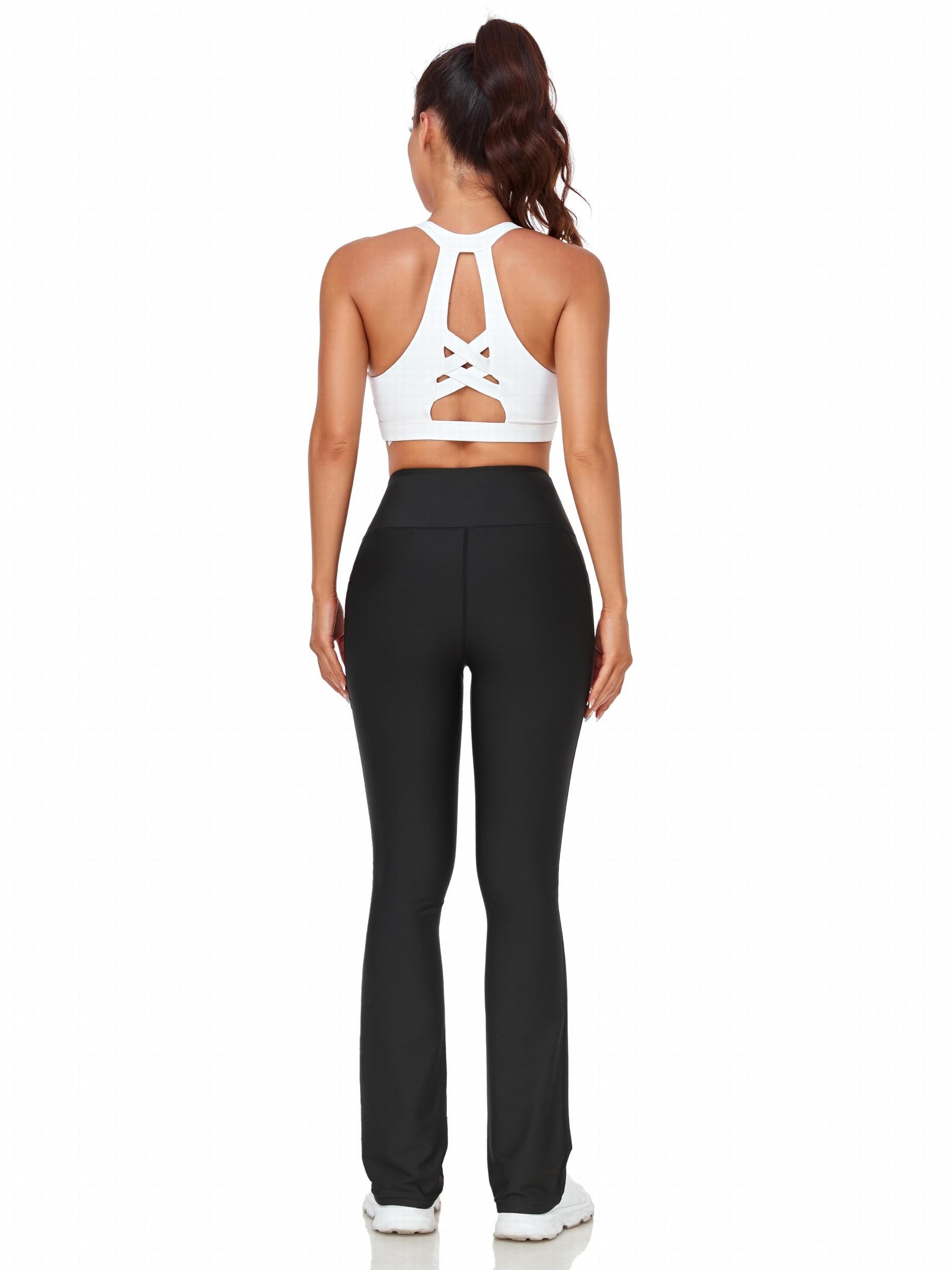 Breathable Sweat Absorbing Tights Solid Leggings With Pocket