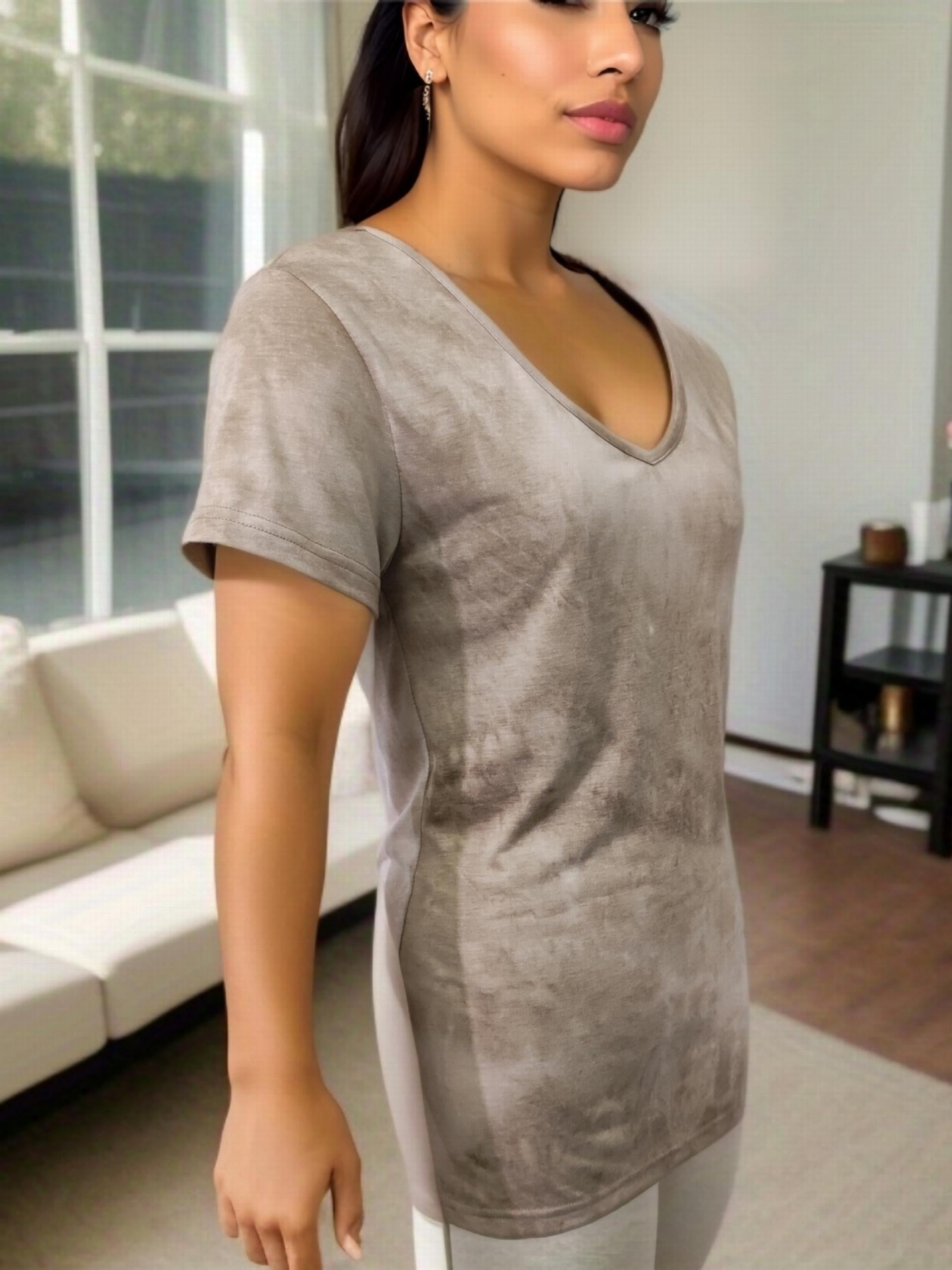 Tie Dye V-Neck Lounge Top Short Sleeve Women's Loungewear
