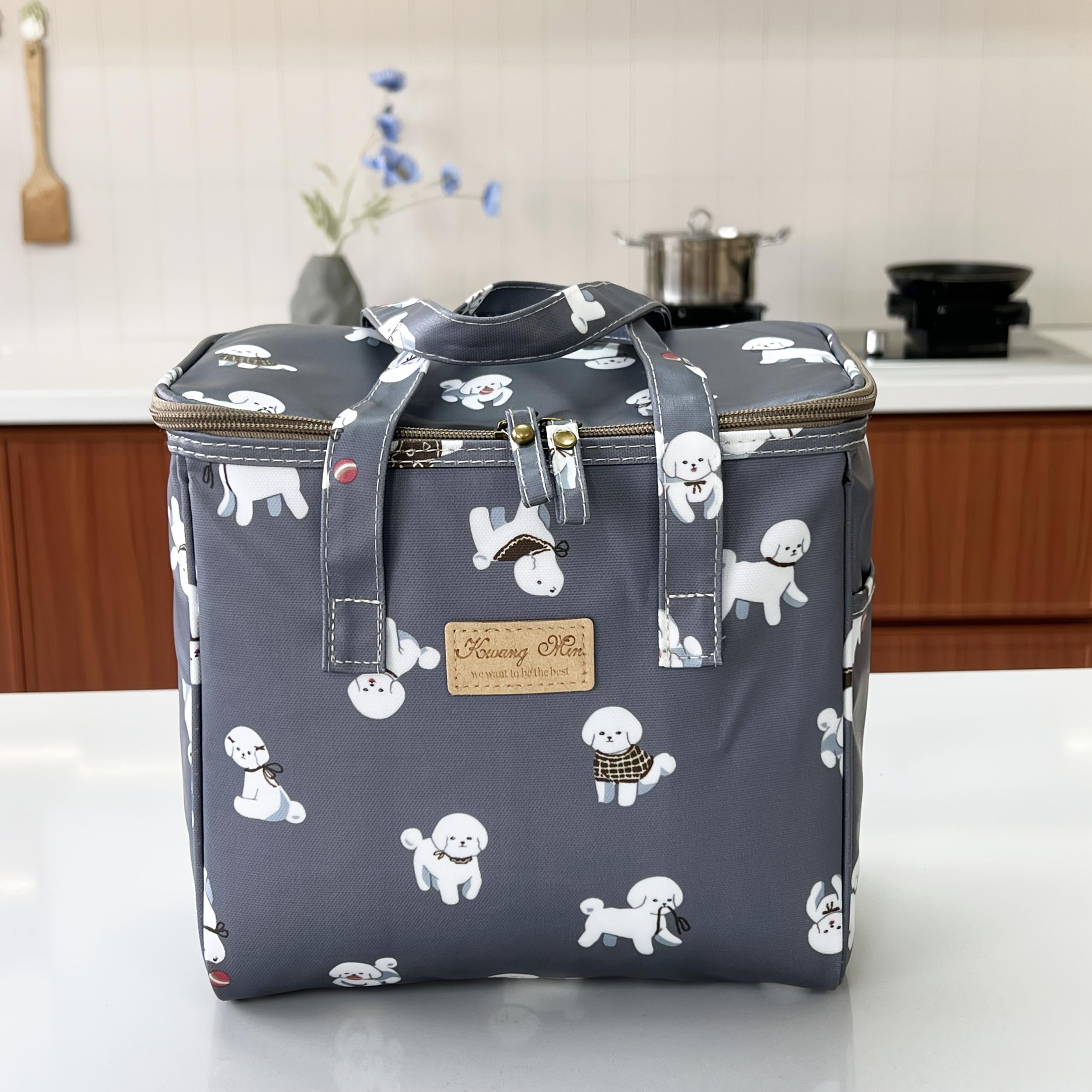 Large Capacity Insulated Lunch Bag with Joyful Dog