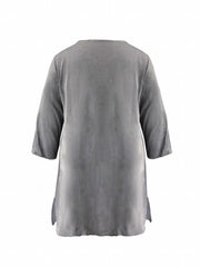  Solid Long Sleeve Round Neck Tunic Top