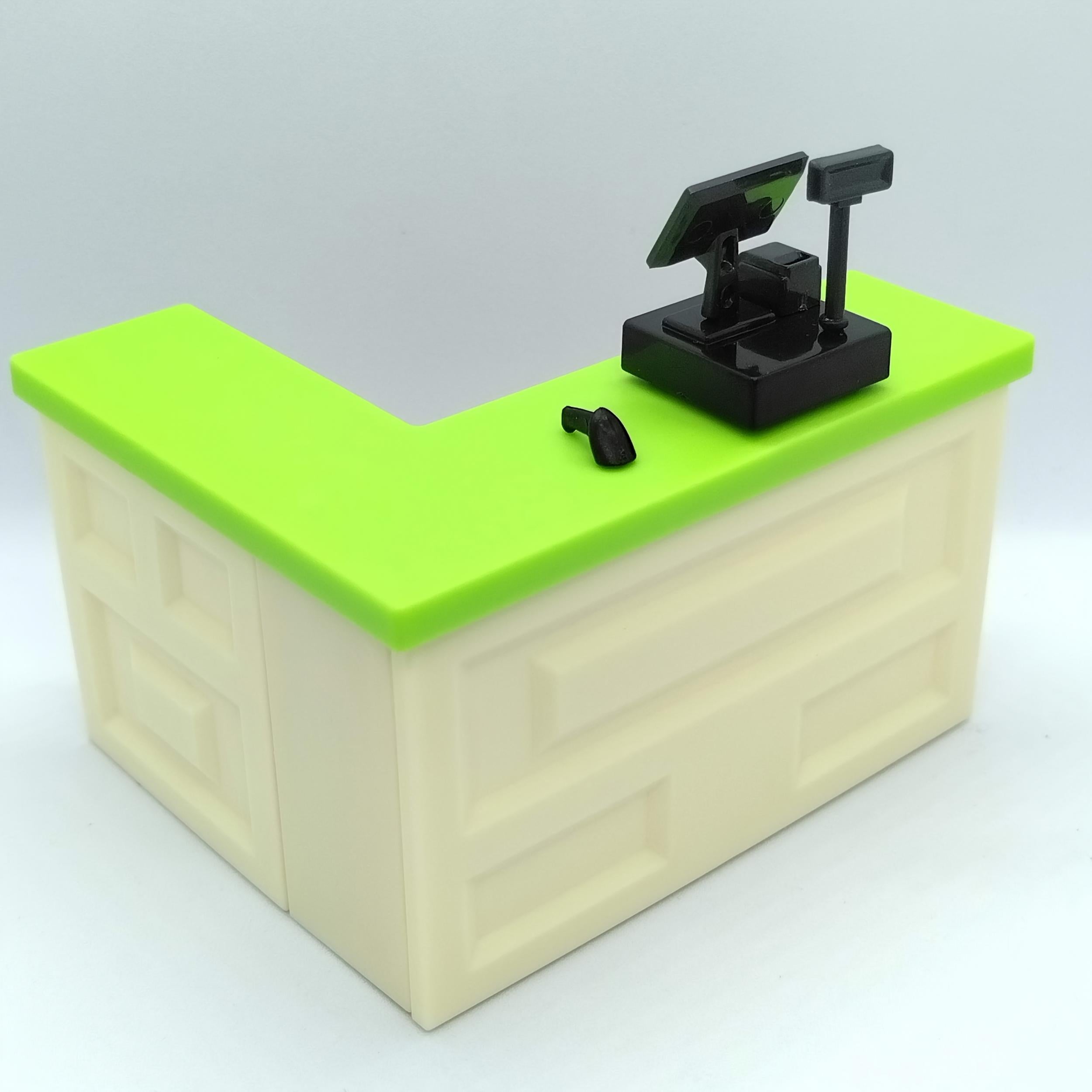 2pcs Dollhouse Mini Corner Bar and Micro Cash Register Plastic Material