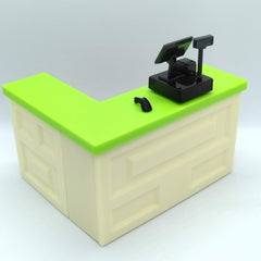 2pcs Dollhouse Mini Corner Bar and Micro Cash Register Plastic Material