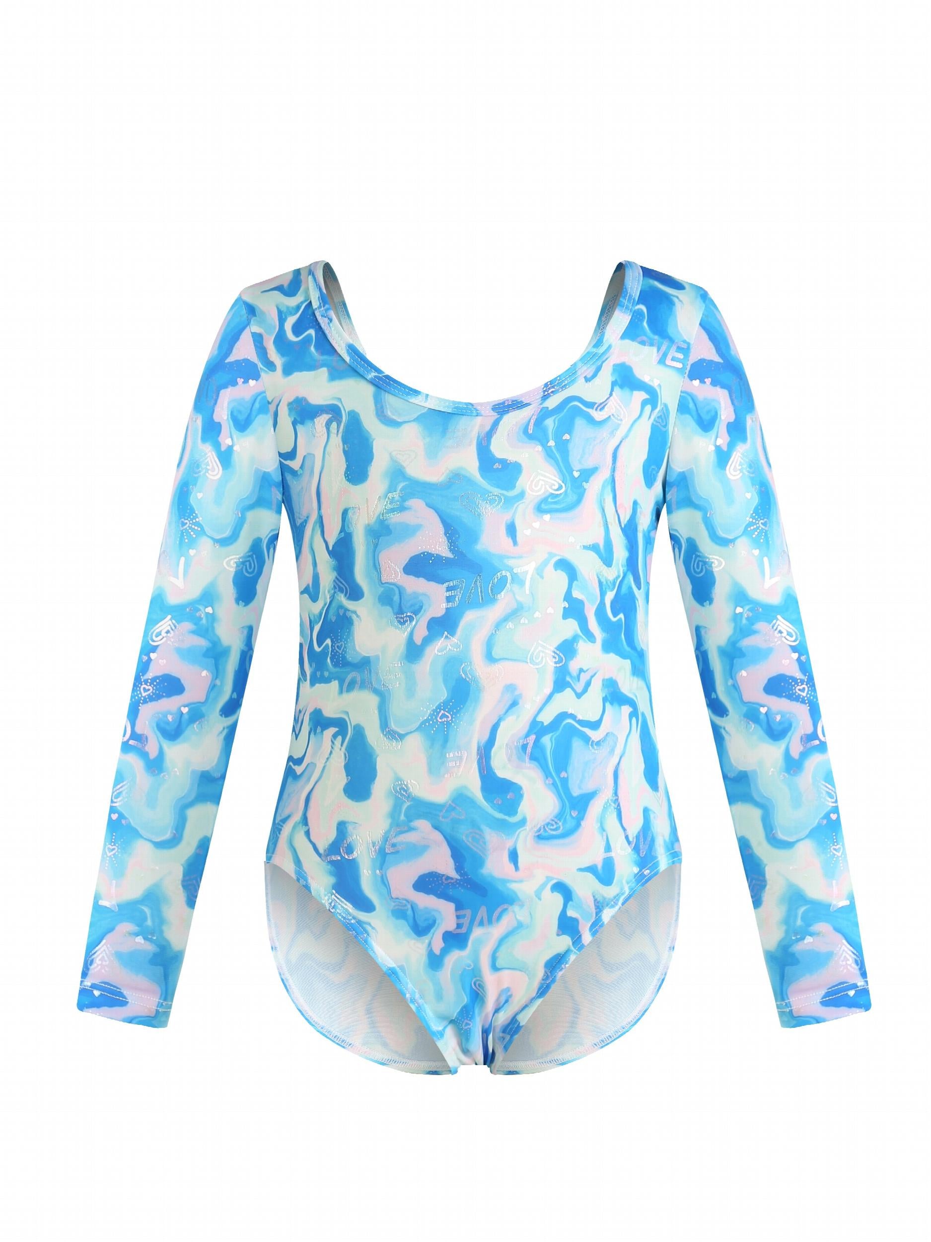 Dreamy Butterfly Tie Dye Gymnastics Suit Long Sleeve