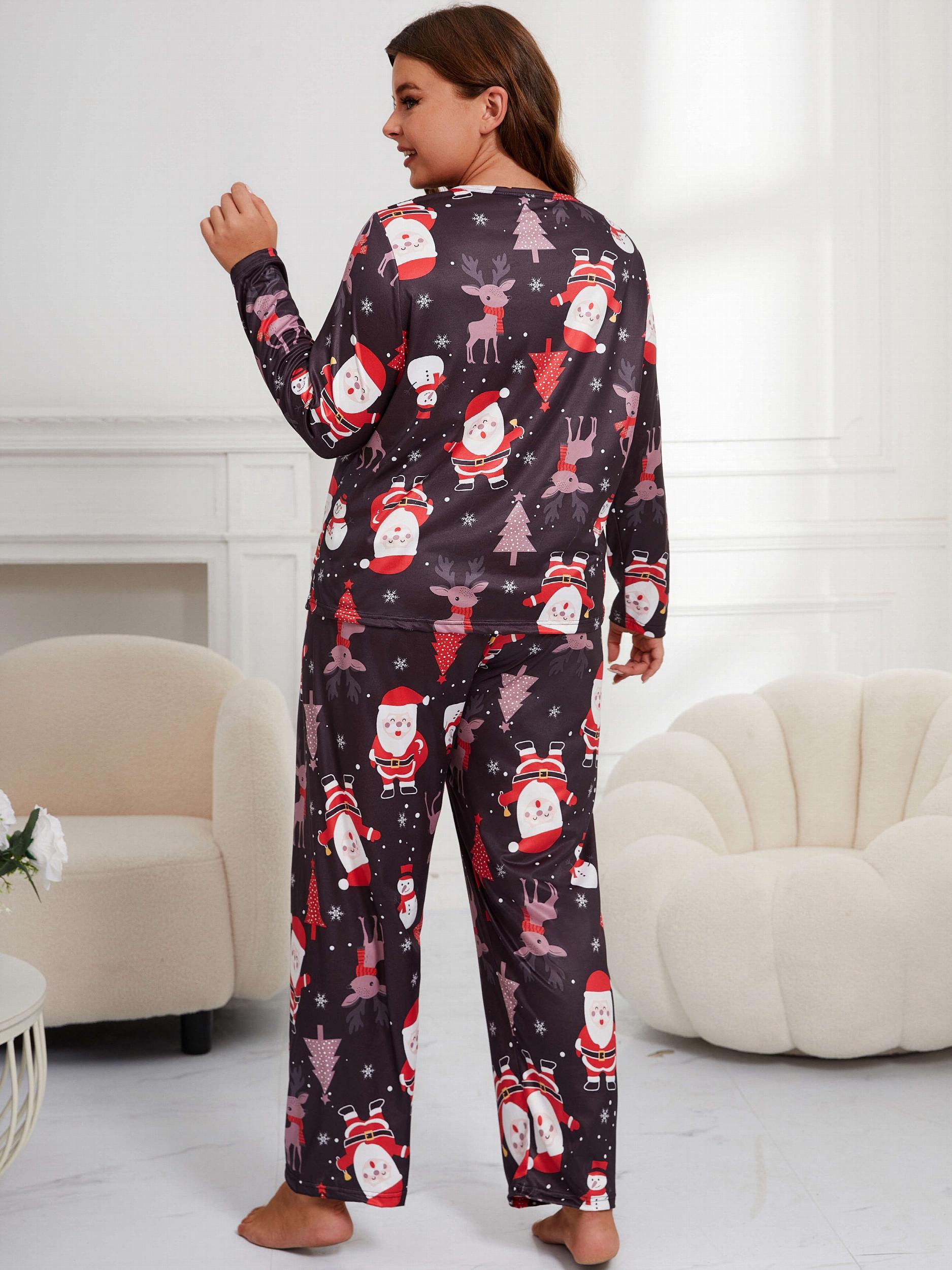  Christmas Loungewear Set Women's Plus Long Sleeve T shirt & Pants