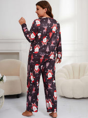  Christmas Loungewear Set Women's Plus Long Sleeve T shirt & Pants