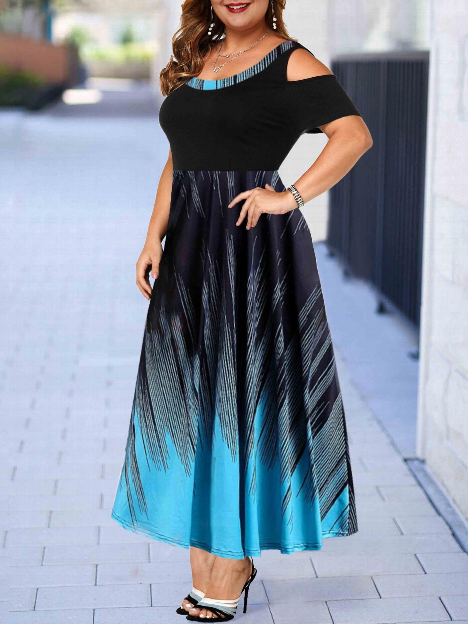 Colorblock Ombre Maxi Dress