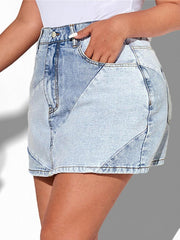  Casual Denim Skirt Women's Plus Washed Stitching Button Fly Mini