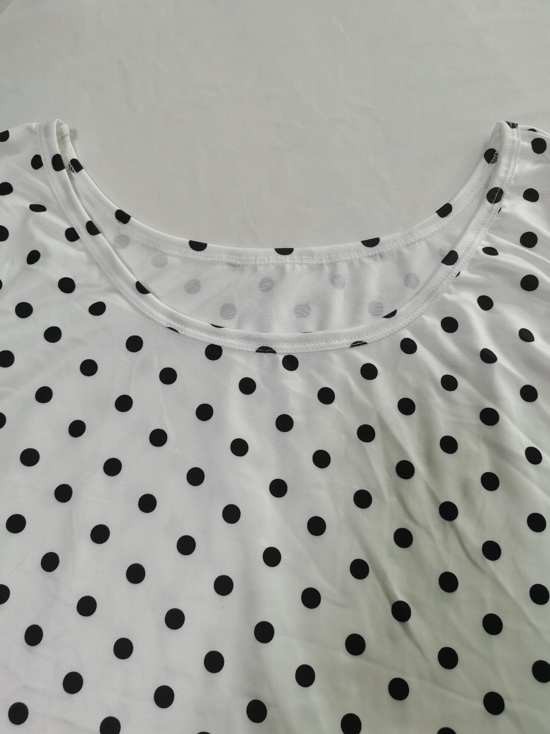  Polka Dot Tank Dress Round Neck Stretch