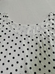  Polka Dot Tank Dress Round Neck Stretch