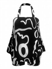  Graffiti Print Halter Neck Cami Top & Shorts Set