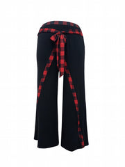 Women's Plus Plaid Print High Waist Wide Leg Pants With Belt