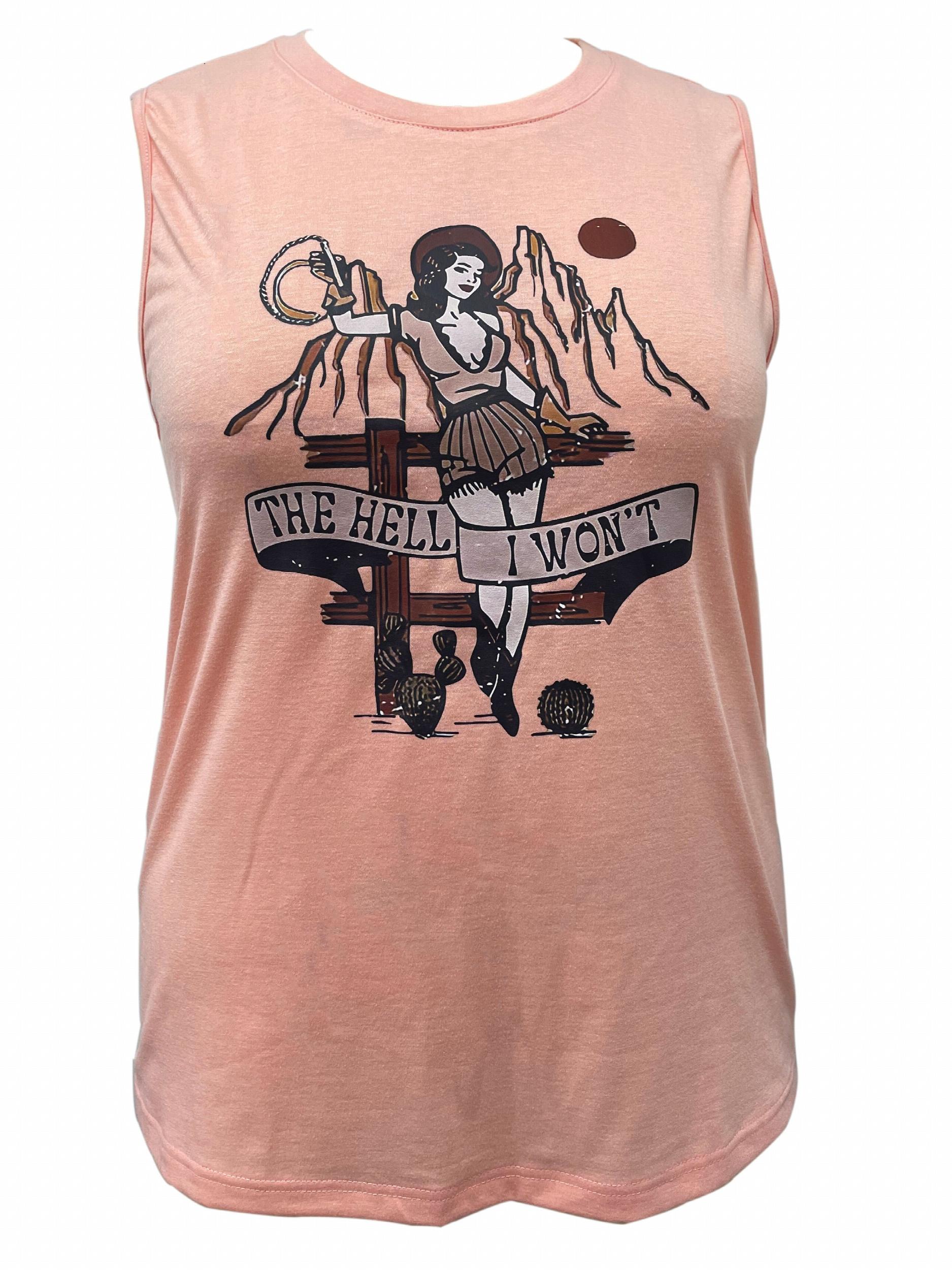 Cartoon Print Tank Top Crew Neck Medium Stretch