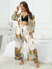  Floral Long Sleeve Robe & Pants Set