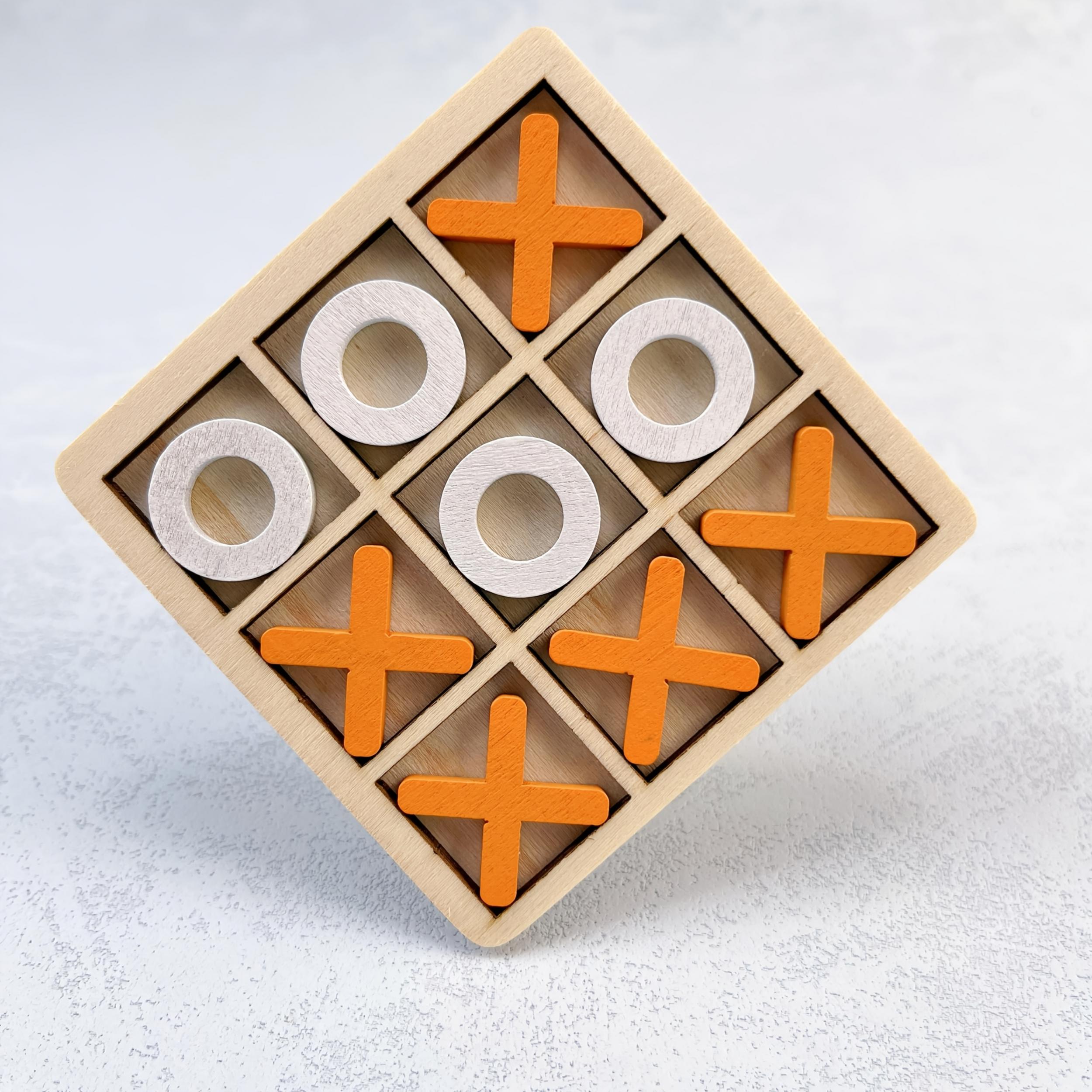 Colorful Wooden Tic Tac Toe Game for Two Players