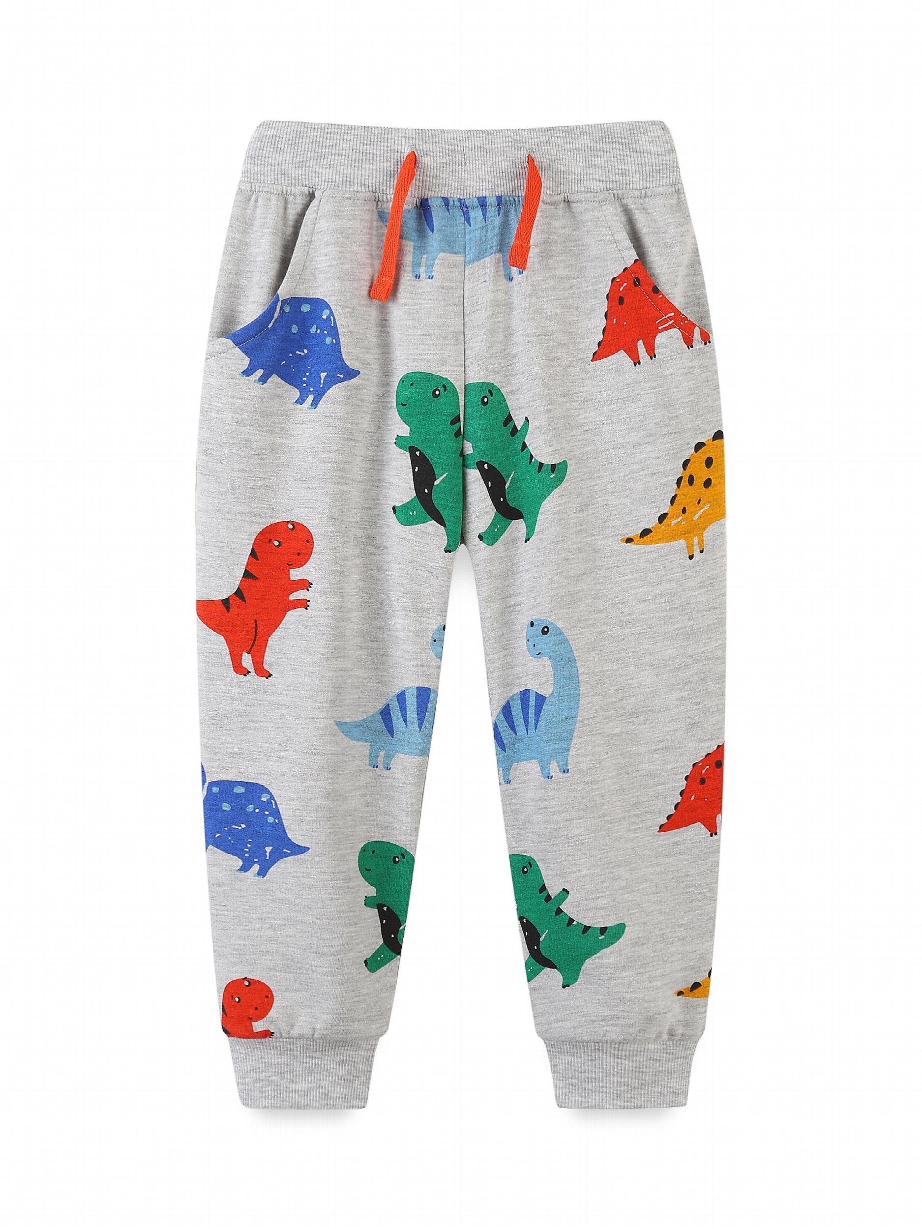 Dinosaur Print Boys Casual Long Pants for Kids