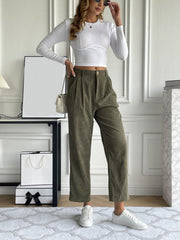  Corduroy High Rise Straight Leg Pants