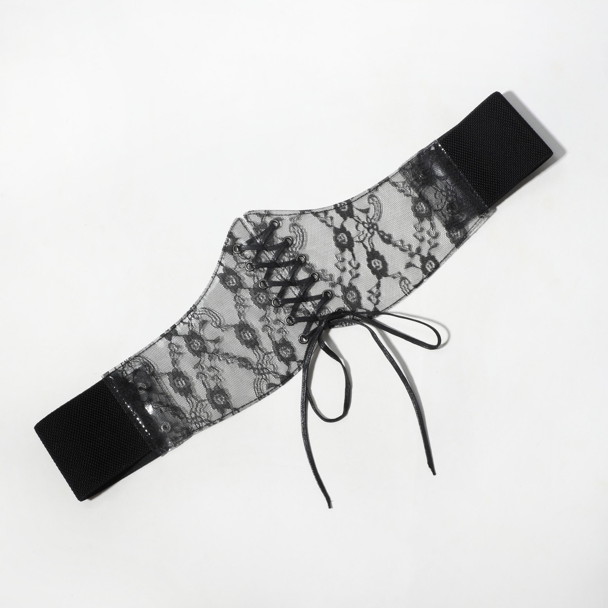 Lace Up Corset Belt Lace Floral Wide Waistband